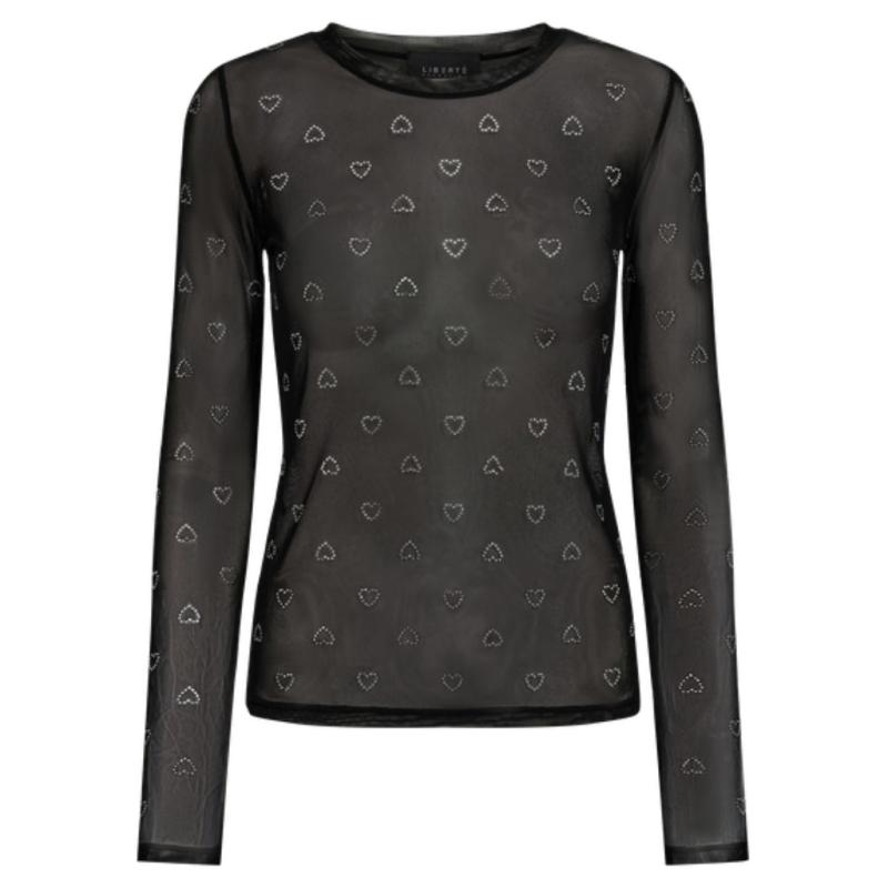Libertã Dame Bluse Mesh   Black Heart Diamond Dot fra Liberté