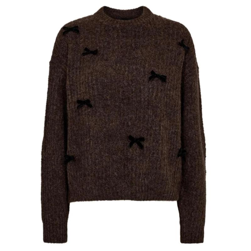 Liberte Dame Strik Fro Bow   Brown Black Bow fra Liberté