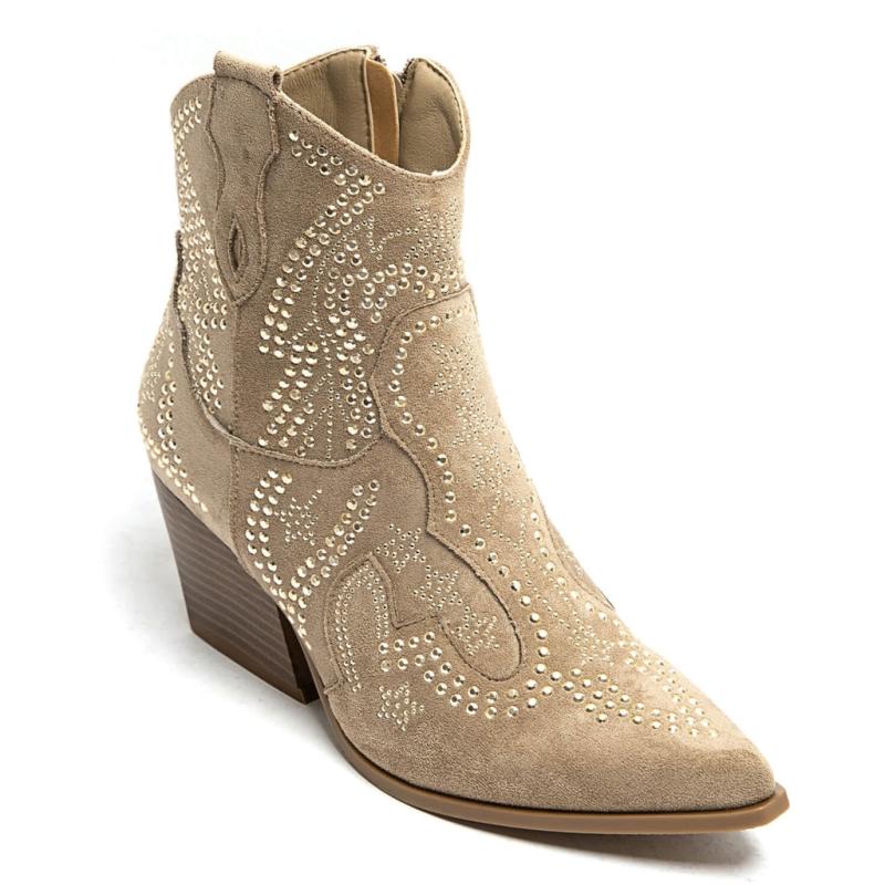 Jacqueline Dame Cowboystøvler 9676a   Kaki fra Shoes