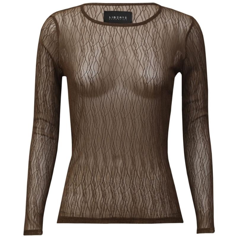Dame Bluse 21345   Dark Brown Lines fra Liberté