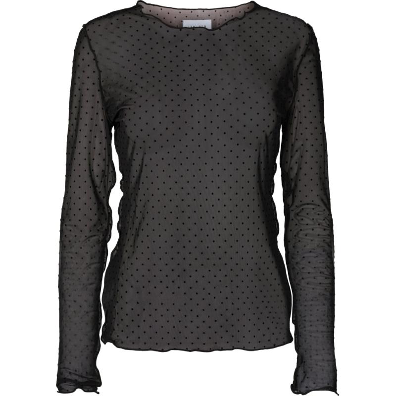 Liberte Dame Langærmet Mesh Top 4086   Black Dot fra Liberté