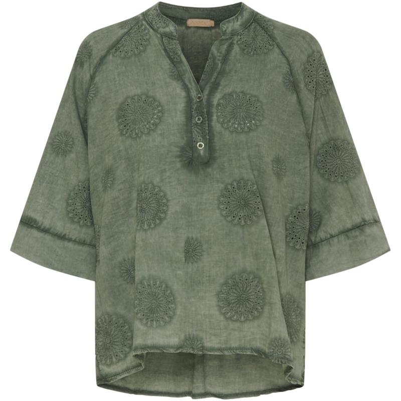 Dame Bluse Mdctania   Kaki Cold Wash fra Marta Du Chateau