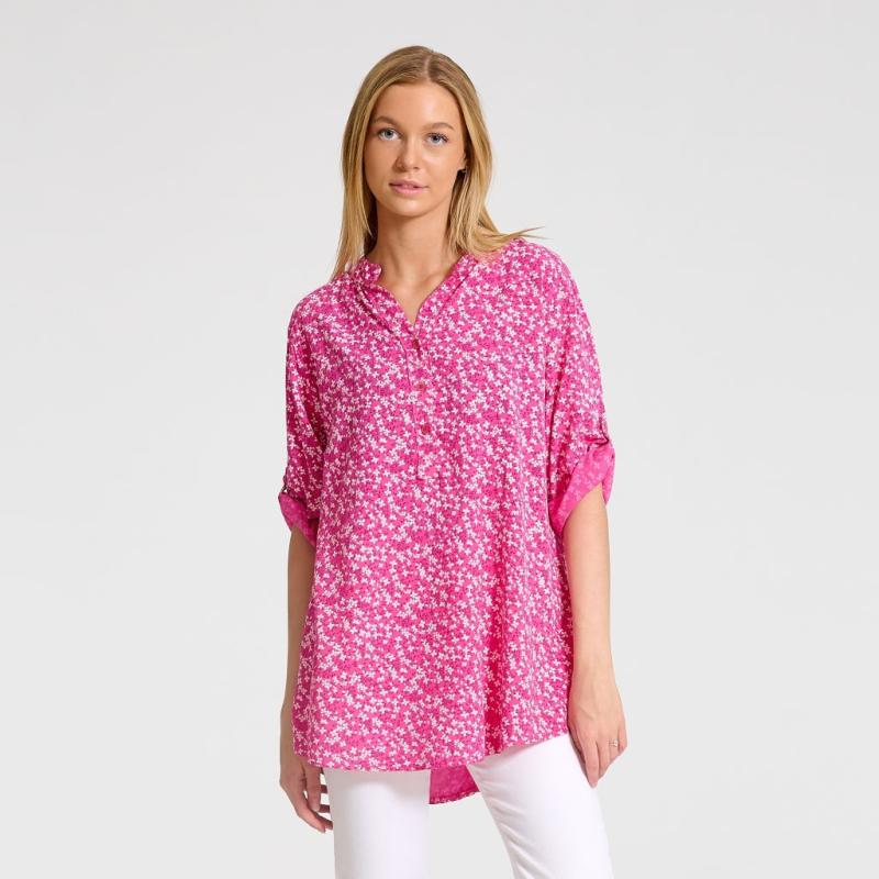 Dame Skjorte 226   Fuxia Flower fra Marta Du Chateau