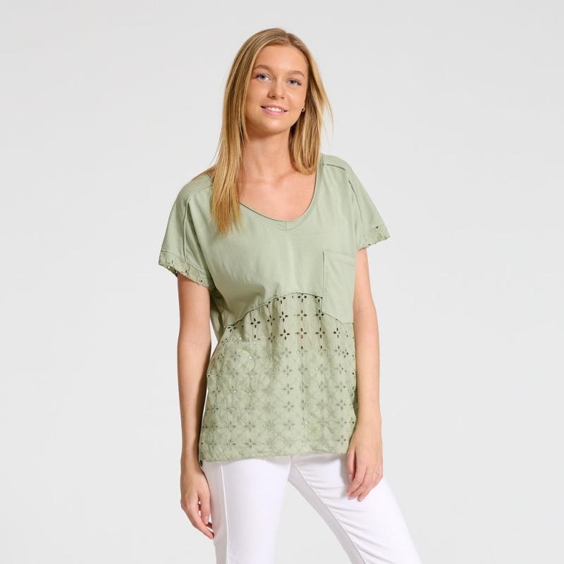 Dame T Shirt 41058 Kaki fra Marta Du Chateau