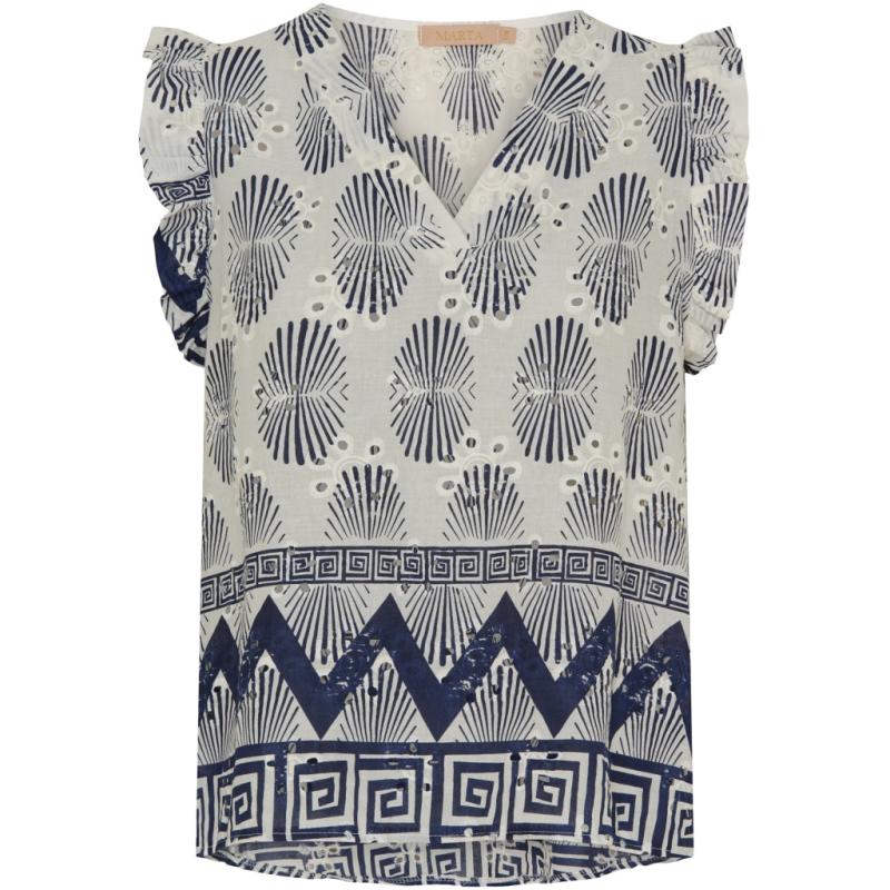 Dame Top Mdcjuliane   White Navy fra Marta Du Chateau