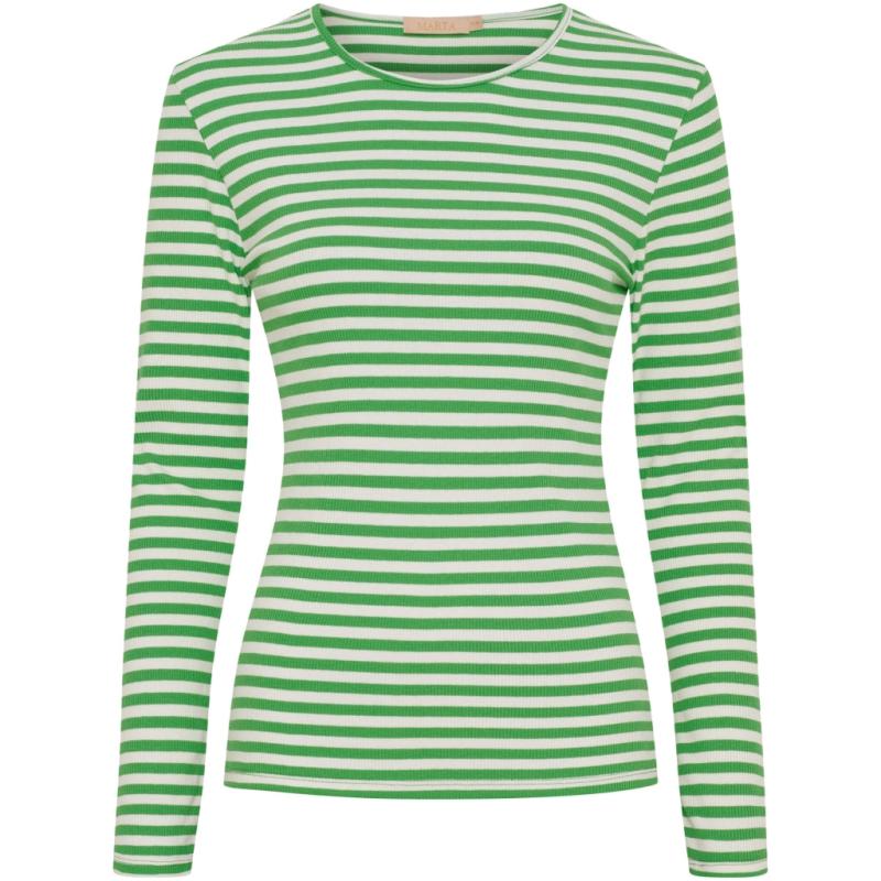 Dame Langærmet T Shirt Mdcjosiane 49066   Menta Greggio fra Marta Du Chateau