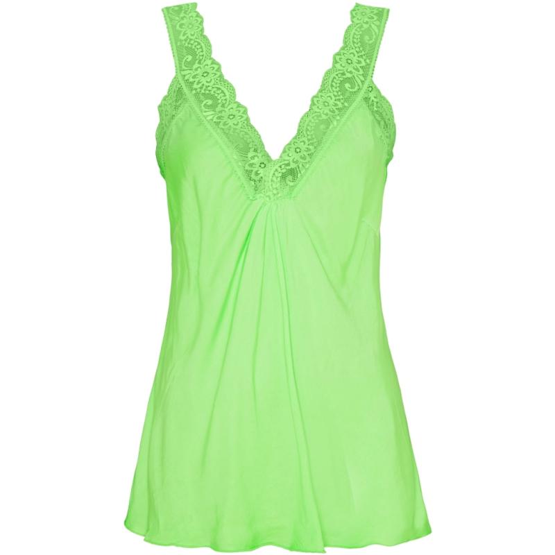 Dame Top Med Blondekant 21336   Fluo Verde fra Marta Du Chateau
