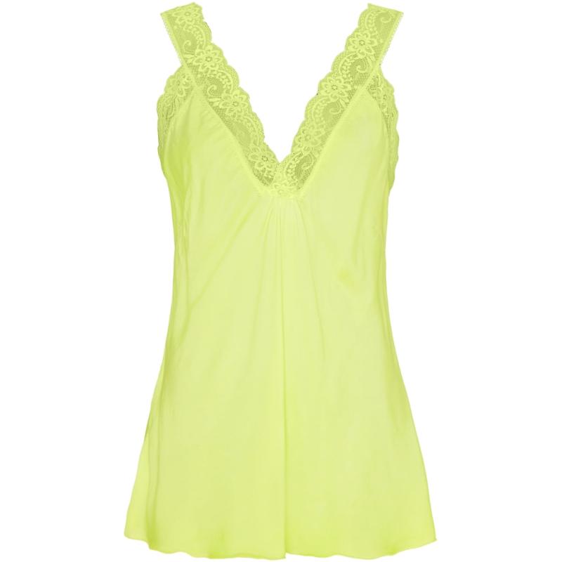 Dame Top Med Blondekant 21336   Fluo Yellow fra Marta Du Chateau