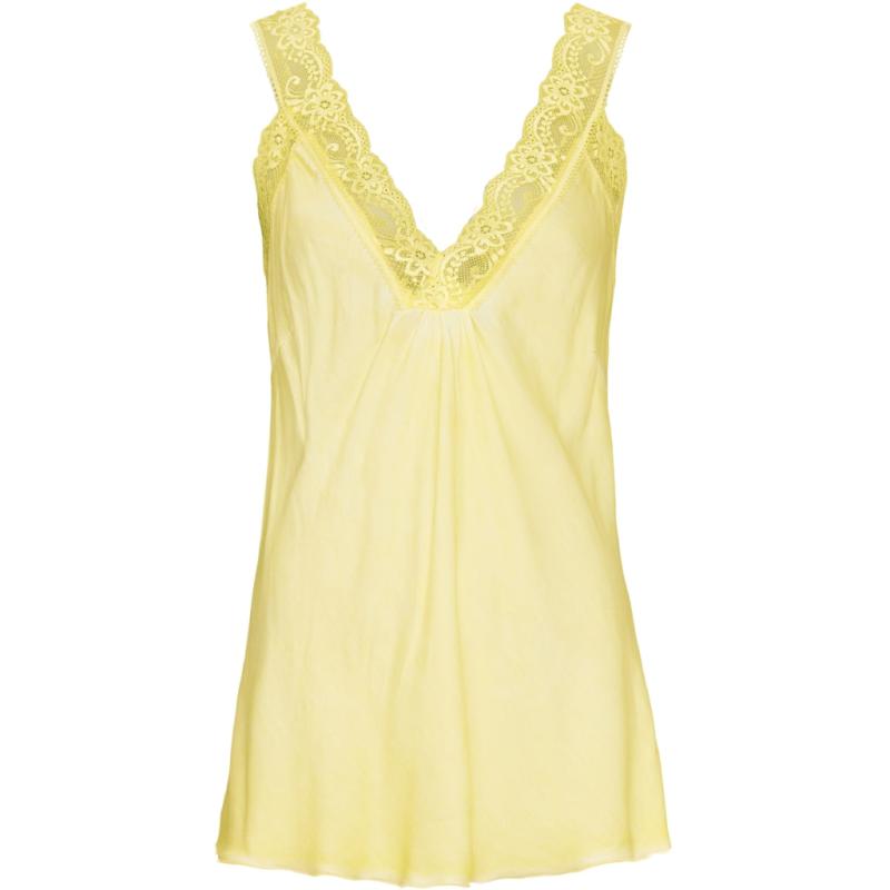 Dame Top Med Blondekant 21336   Giallo Yellow fra Marta Du Chateau