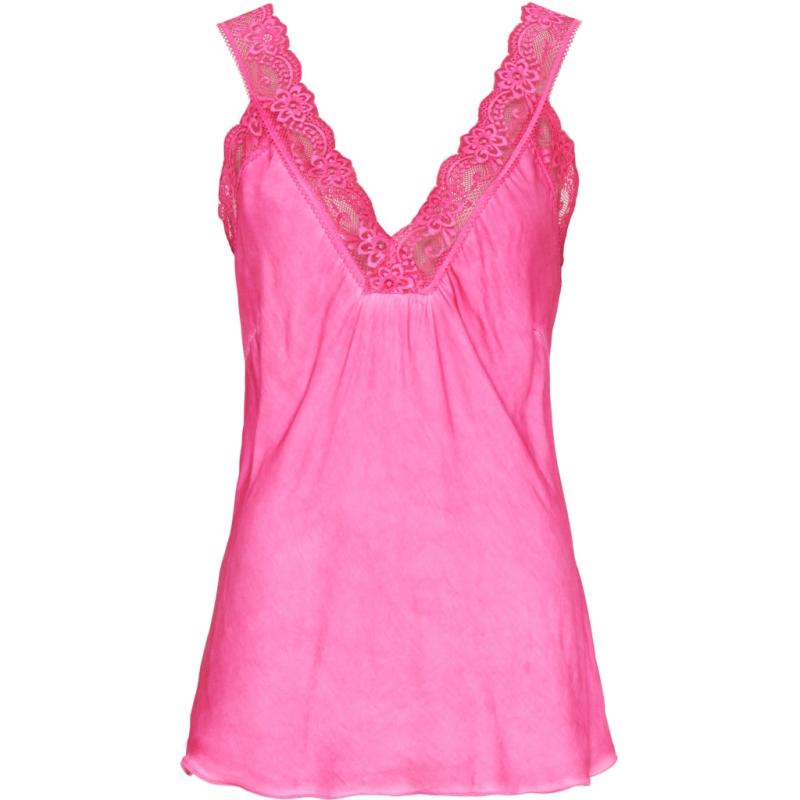 Dame Top Med Blondekant 21336   Rosa Shocking fra Marta Du Chateau