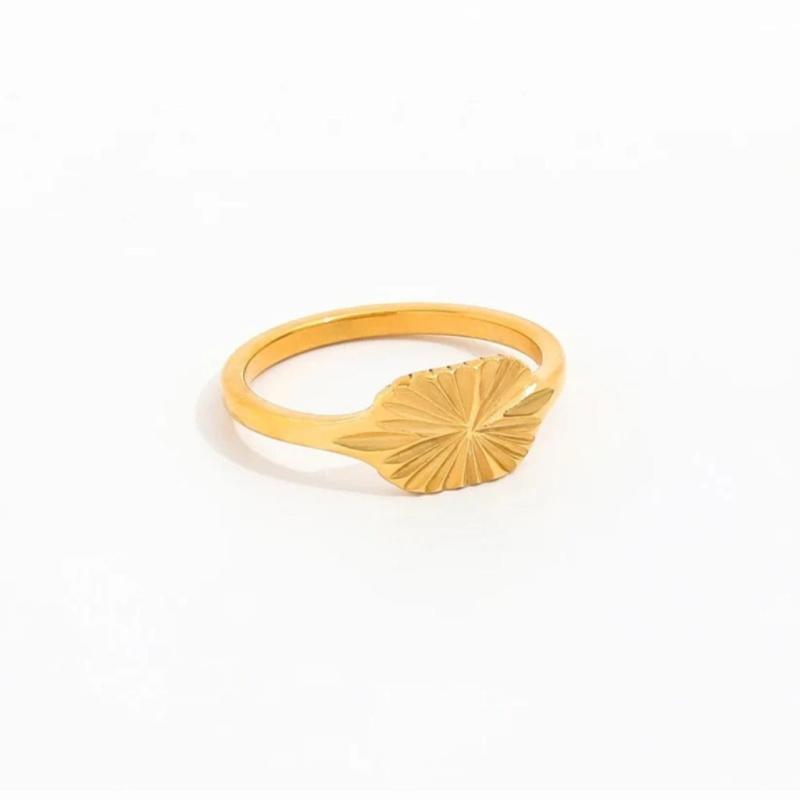 Sun Signet Retangle Ring 18k Guldbelagt R060   Guld fra Muun Studios