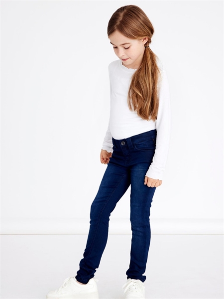 Skinny Fit Sweat Denim Jeans Polly Dark Blue fra Name It