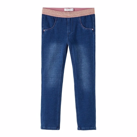 Sweat Denim Leggings Salli Rosa Glitter fra Name It