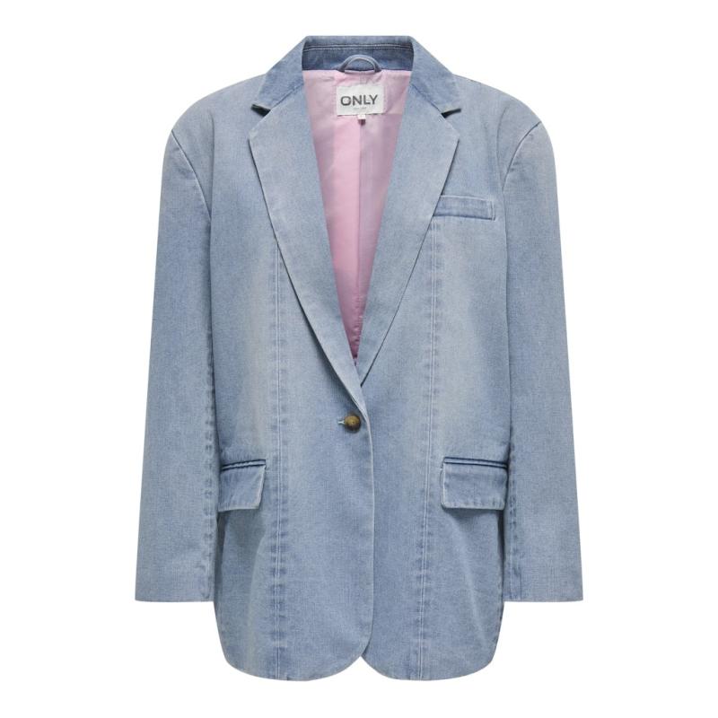 Dame Blazer Onlcory Light Blue Denim Pink Lining fra Only