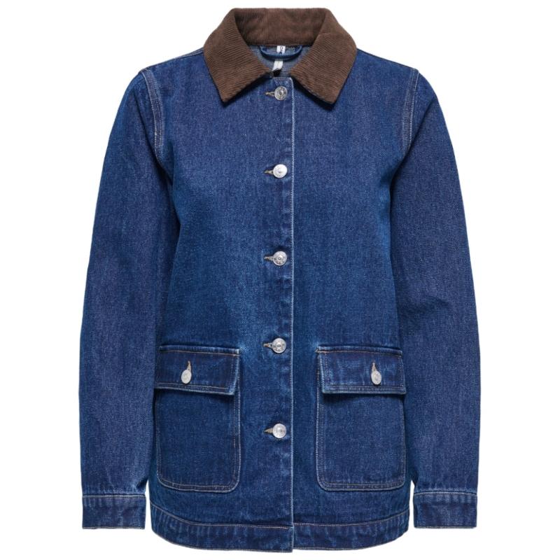 Dame Jakke Onlfrankie   Dark Blue Denim fra Only