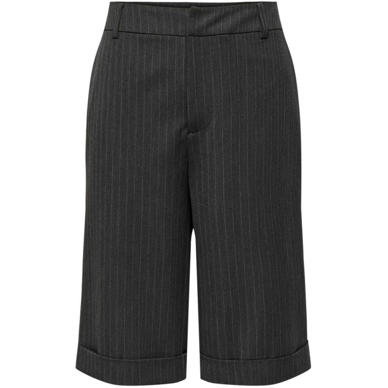 Dame Shorts Onlcana   Dark Grey Melange White Pinstripe fra Only