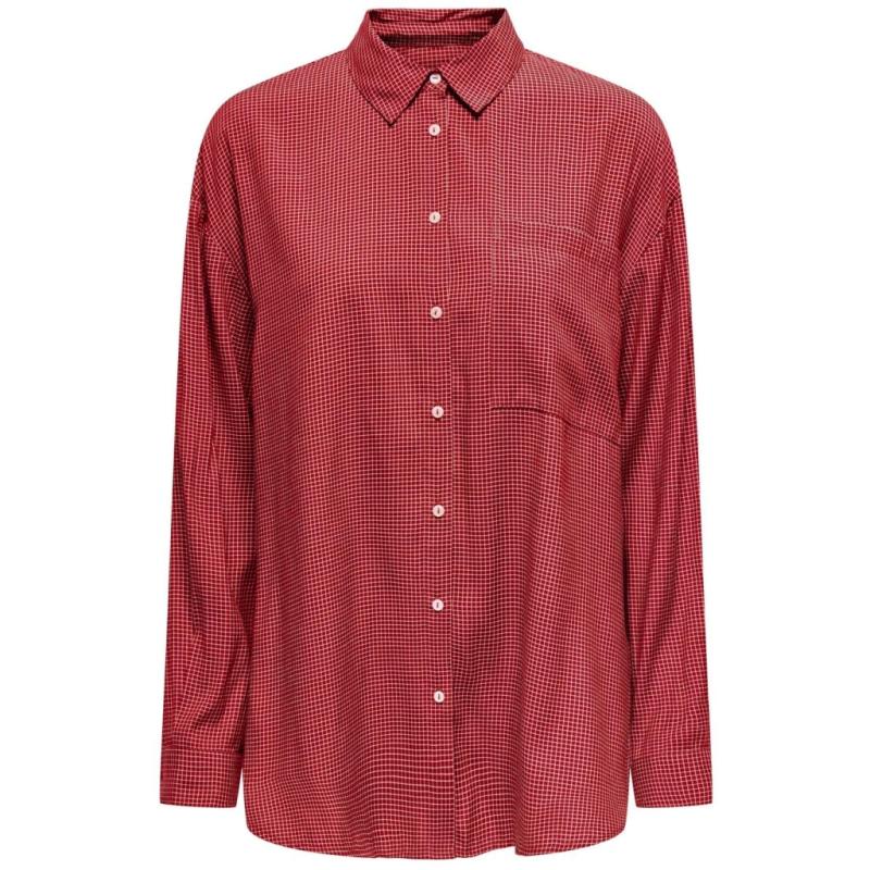 Dame Skjorte Onlmaggie   Racing Red White fra Only