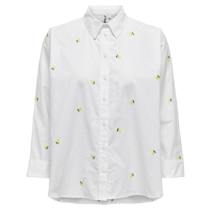 Dame Skjorte Onlnew Bright White Lemon fra Only