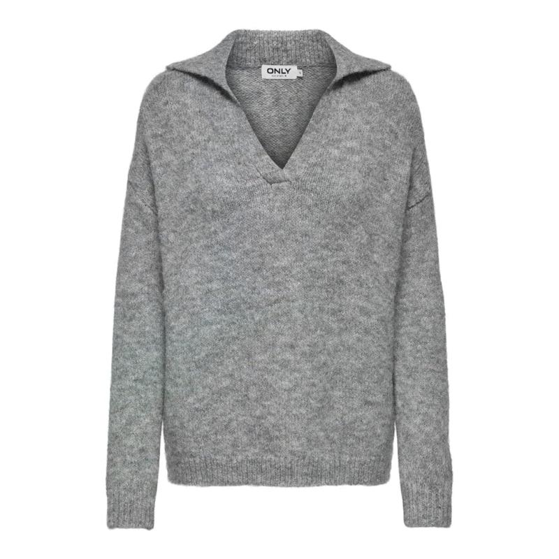 Dame Strik Onlmaggie   Light Grey Melange fra Only