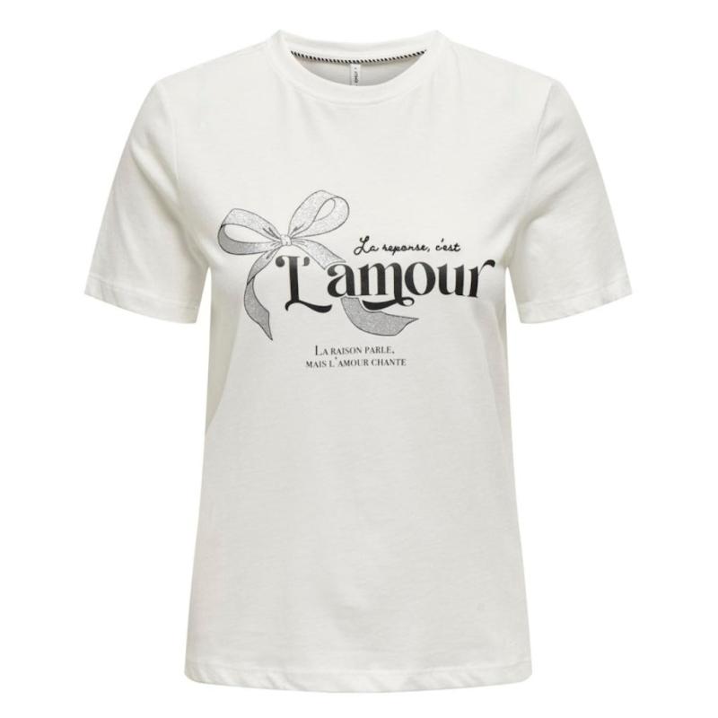 Dame T Shirt Onlkita Cloud Dancer Lâ´amour fra Only
