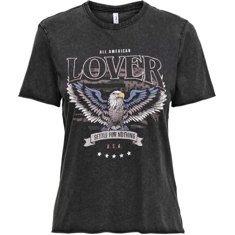 Dame T Shirt Onllucy   Black Lover fra Only