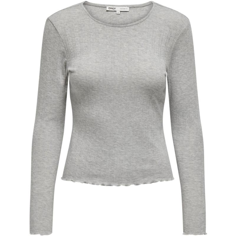 Dame Top Onlcarlotta Light Grey Melange fra Only