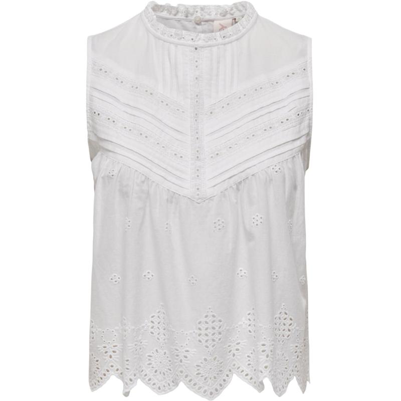 Dame Top Onllou   Bright White fra Only