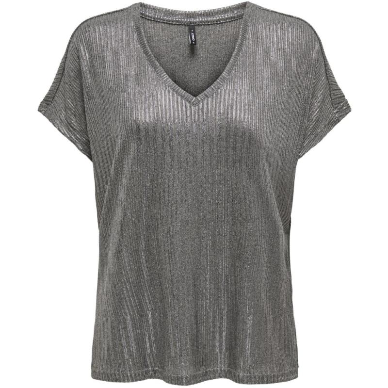 Dame Top Onlmiranda   Dark Grey Melange Gun Metallic fra Only