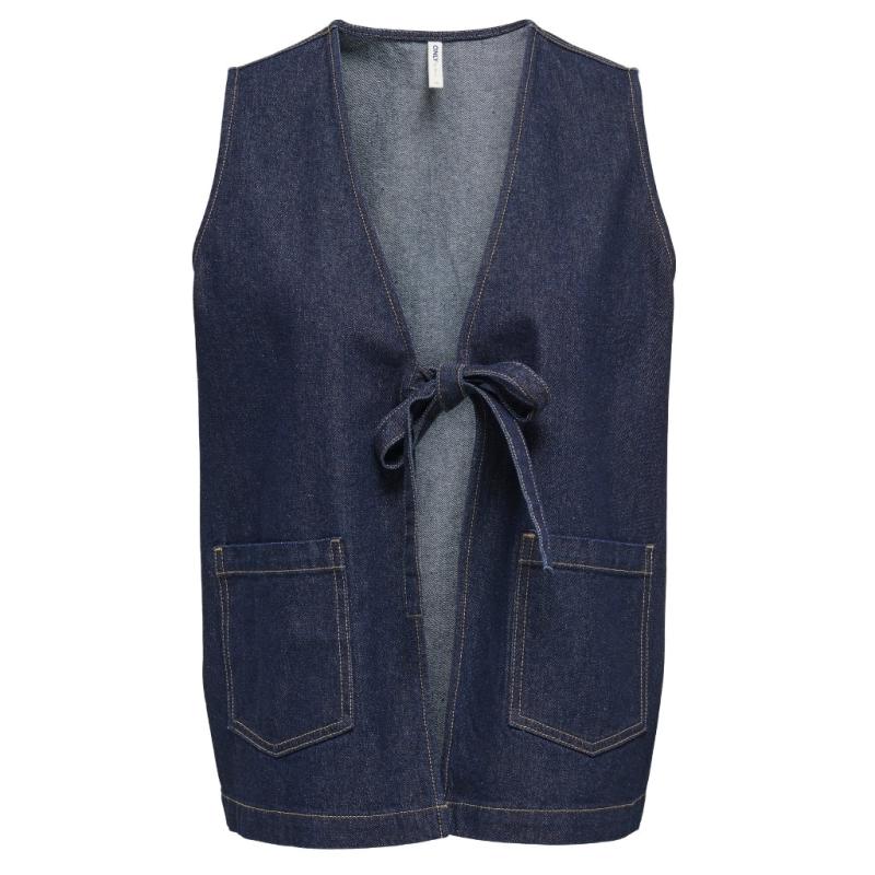 Dame Vest Onlida   Dark Blue Denim fra Only