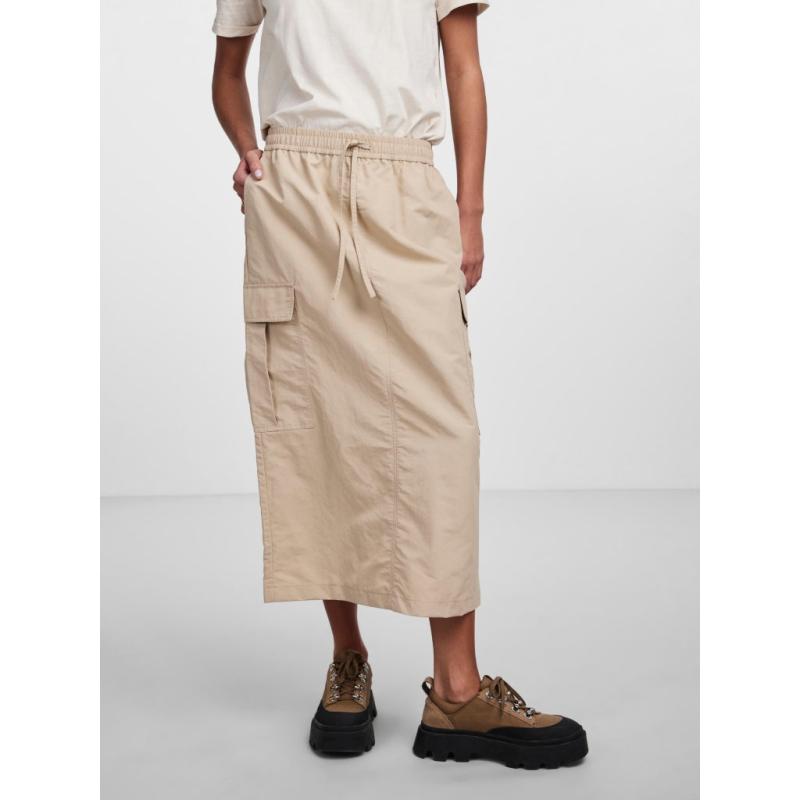 Pcjill Cargo Hw Midi Skirt   White Pepper fra Pieces