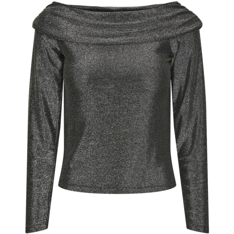 Dame Bluse Pcsandra Black Silver Lurex fra Pieces