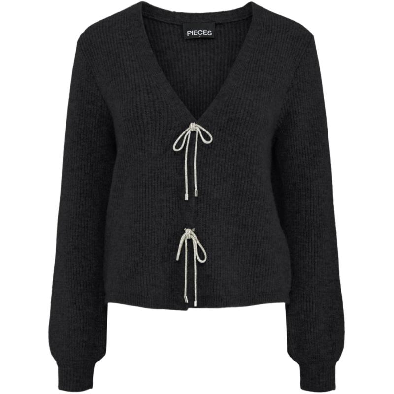Dame Cardigan Pcanna   Black Silver Glitter Bow fra Pieces