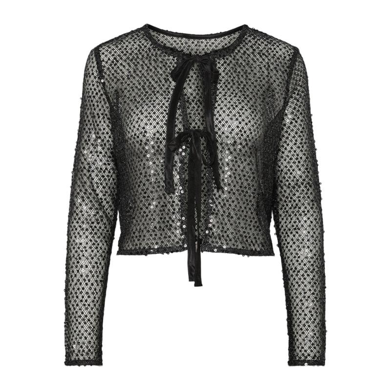 Dame Cardigan Pcrissi   Black Black Sequins fra Pieces