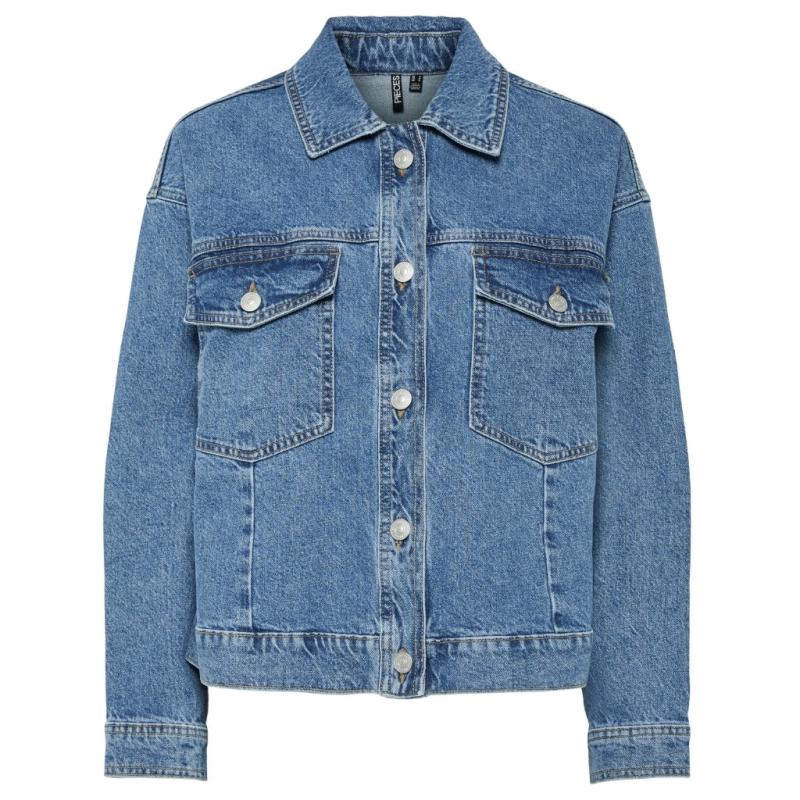 Dame Jakke Pcelma   Medium Blue Denim fra Pieces