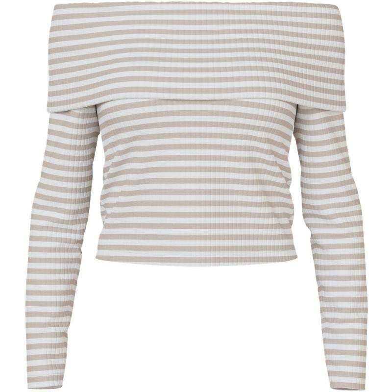 Dame Top Pclaya   Bright White Silver Gray fra Pieces