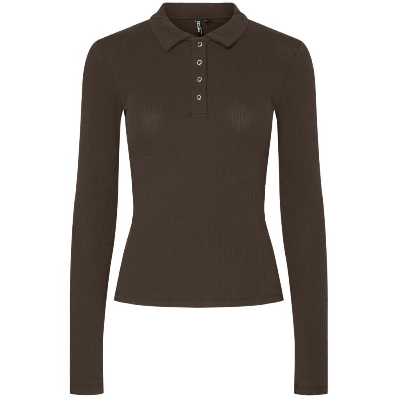 Dame Polo Pckitte   Chicory Coffee fra Pieces