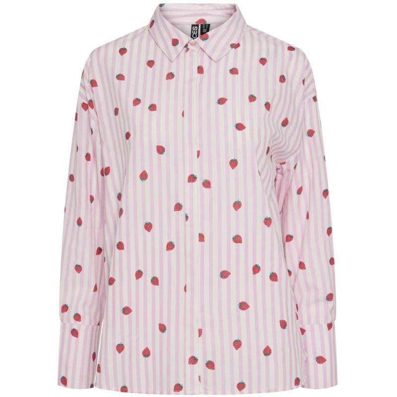 Dame Skjorte Pcberry   Party Pink Stripes And Strawberries fra Pieces
