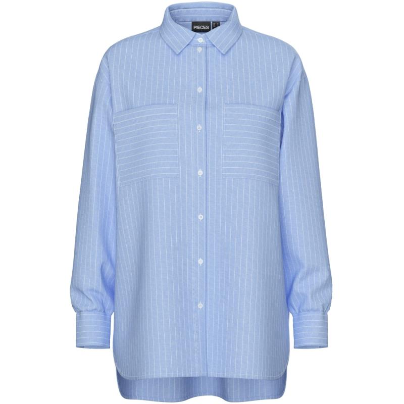 Dame Skjorte Pcmelia Grapemist Stripes Bright White fra Pieces