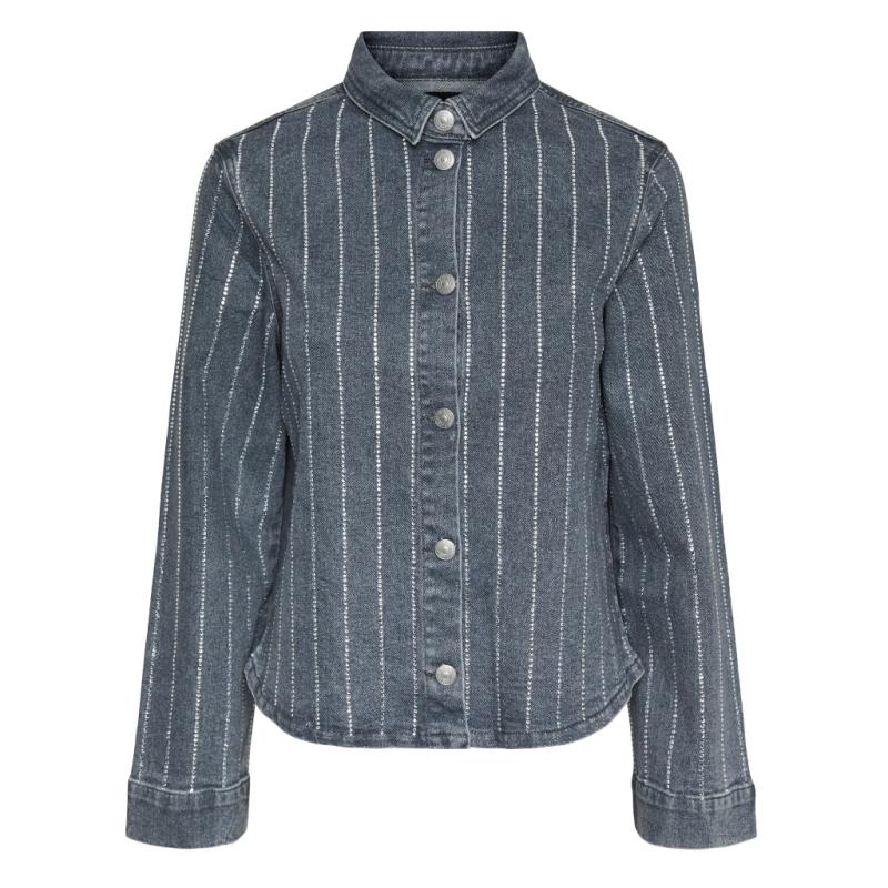 Dame Skjorte Pcsiffi   Grey Denim Rhinestone fra Pieces