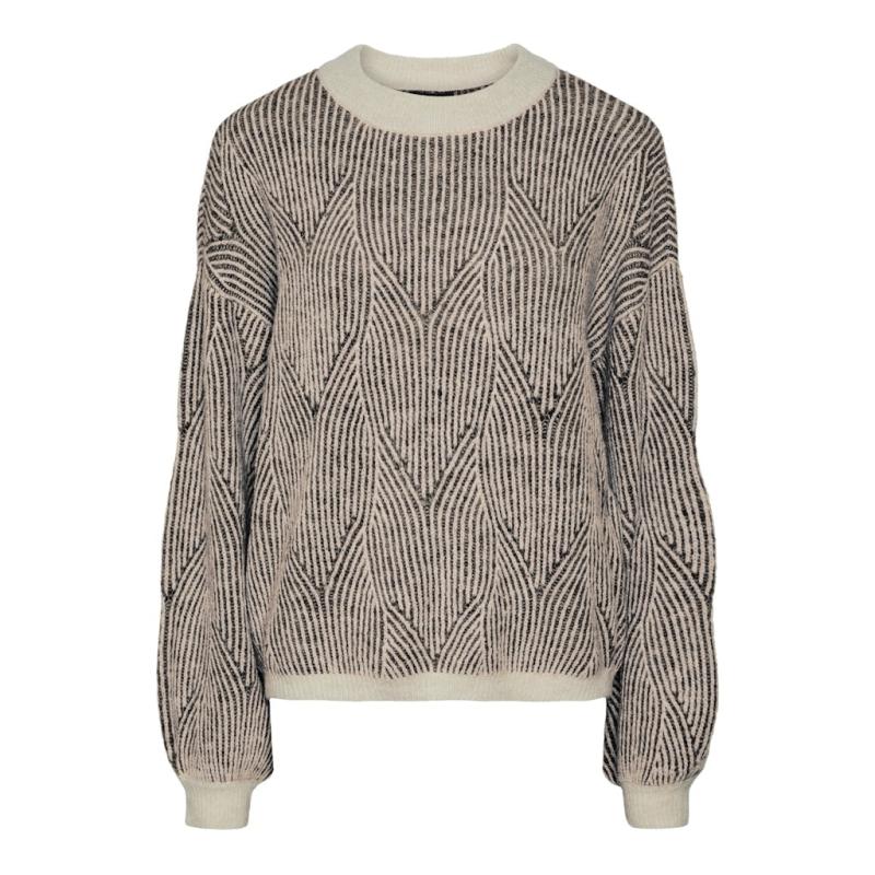 Dame Strik Pcjenna   Whitecap Gray Black fra Pieces