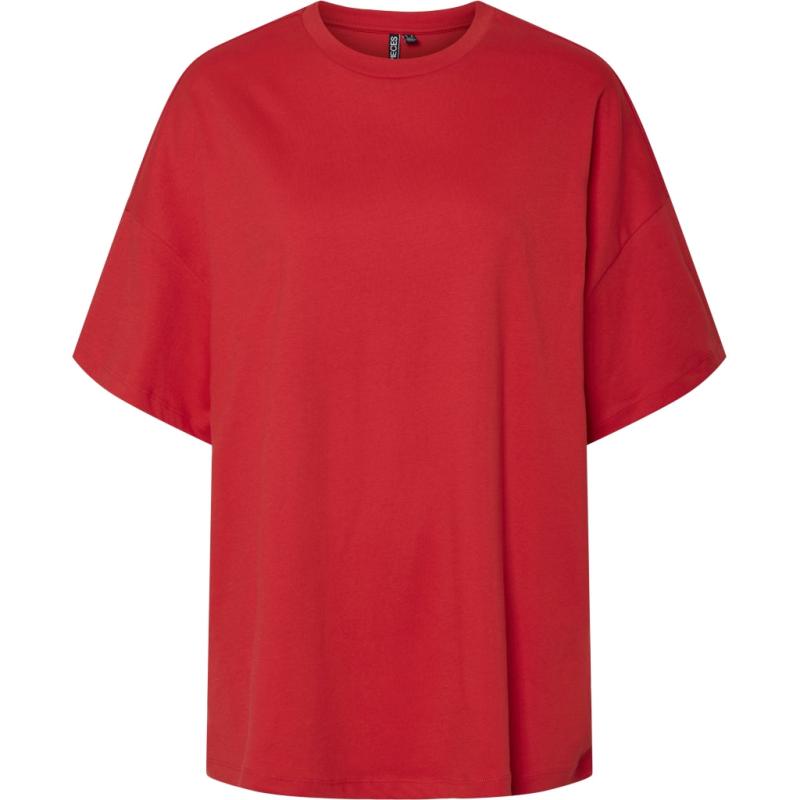 Dame T Shirt Pcauna   High Risk Red fra Pieces