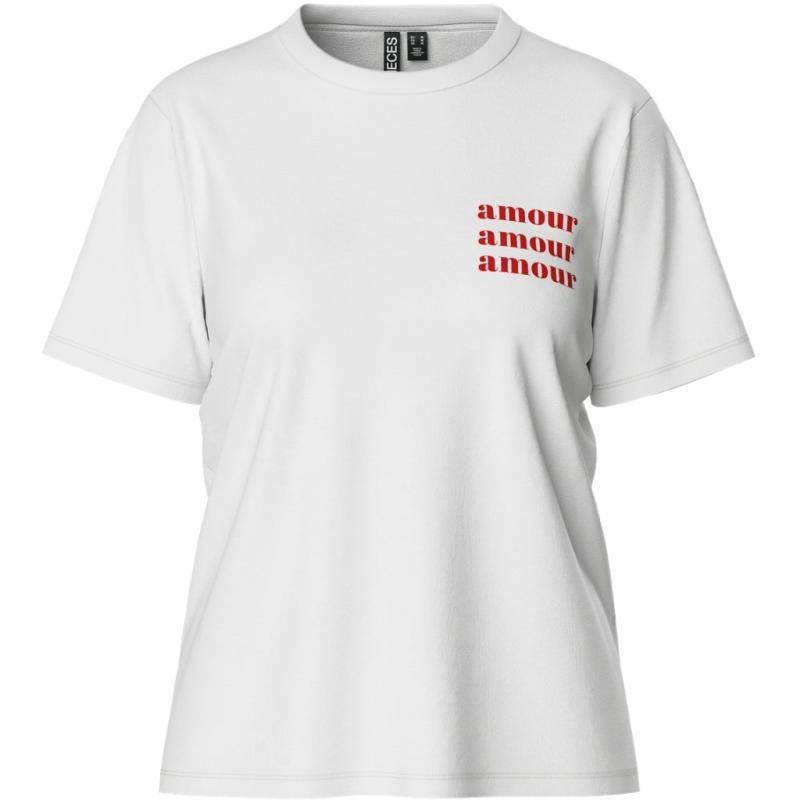 Dame T Shirts Pcgabbi Bright White Amour Amour Amour fra Pieces