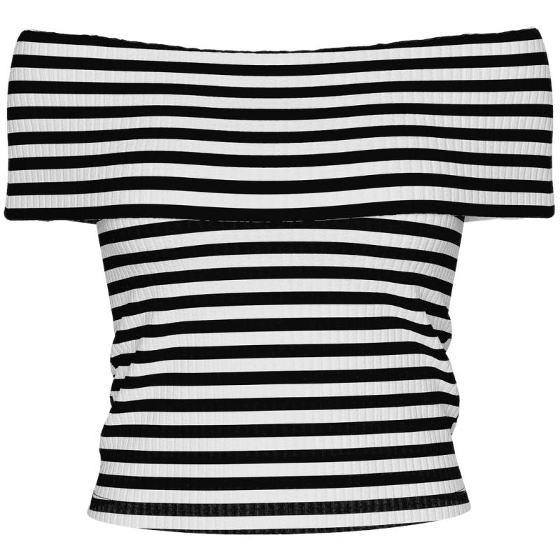 Dame Top Pclaya   Black White Stripes fra Pieces