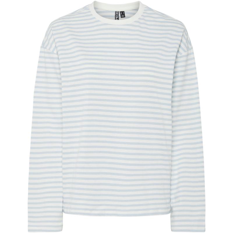 Dame Top Pcsadie   Cloud Dancer Cashmere Blue fra Pieces