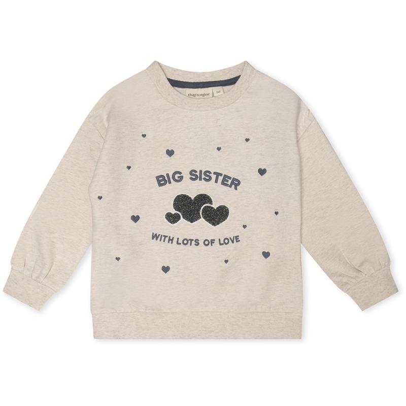 Finley Storesøster Sweatshirt   Light Creme Melange   86cm   18m fra That's Mine