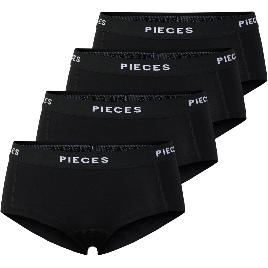 Dame Hipsters Pclogo Lady 4 Pack   Black fra Pieces