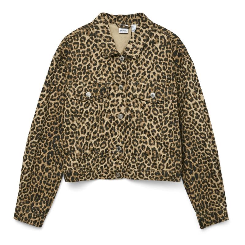 Dame Jakke Vmtallulah   Silver Mink Leopard fra Vero Moda