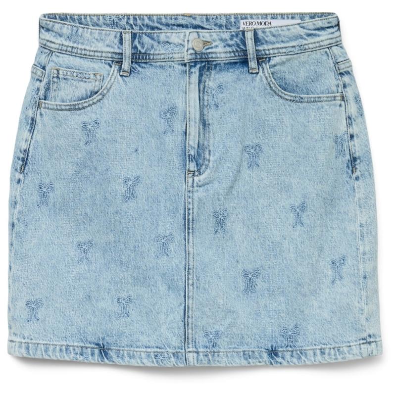 Dame Nederdel Vmtessa   Light Blue Denim Embroidery fra Vero Moda
