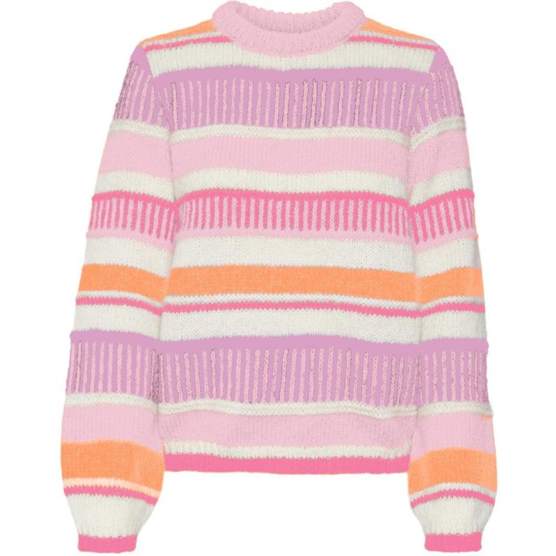 Dame Sweater Vmnewembrace   Parfait Pink Tangerine Birch Pink Cosmos Pastel La fra Vero Moda