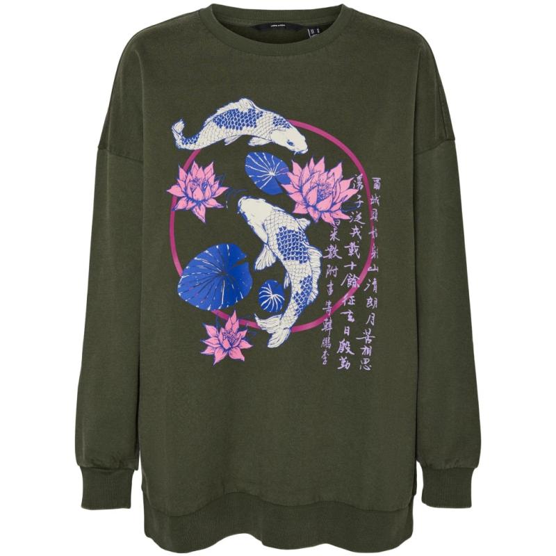 Dame Sweatshirt Vmtanya   Rifle Green Blue Fish fra Vero Moda